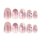 Press-On Nails Floral Glitter Long-Lasting Shine