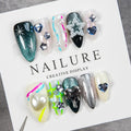 Press-On Nails Floral Glitter & Pearl Long-Lasting