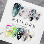 Press-On Nails Floral Glitter & Pearl Long-Lasting