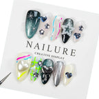 Press-On Nails Floral Glitter & Pearl Long-Lasting