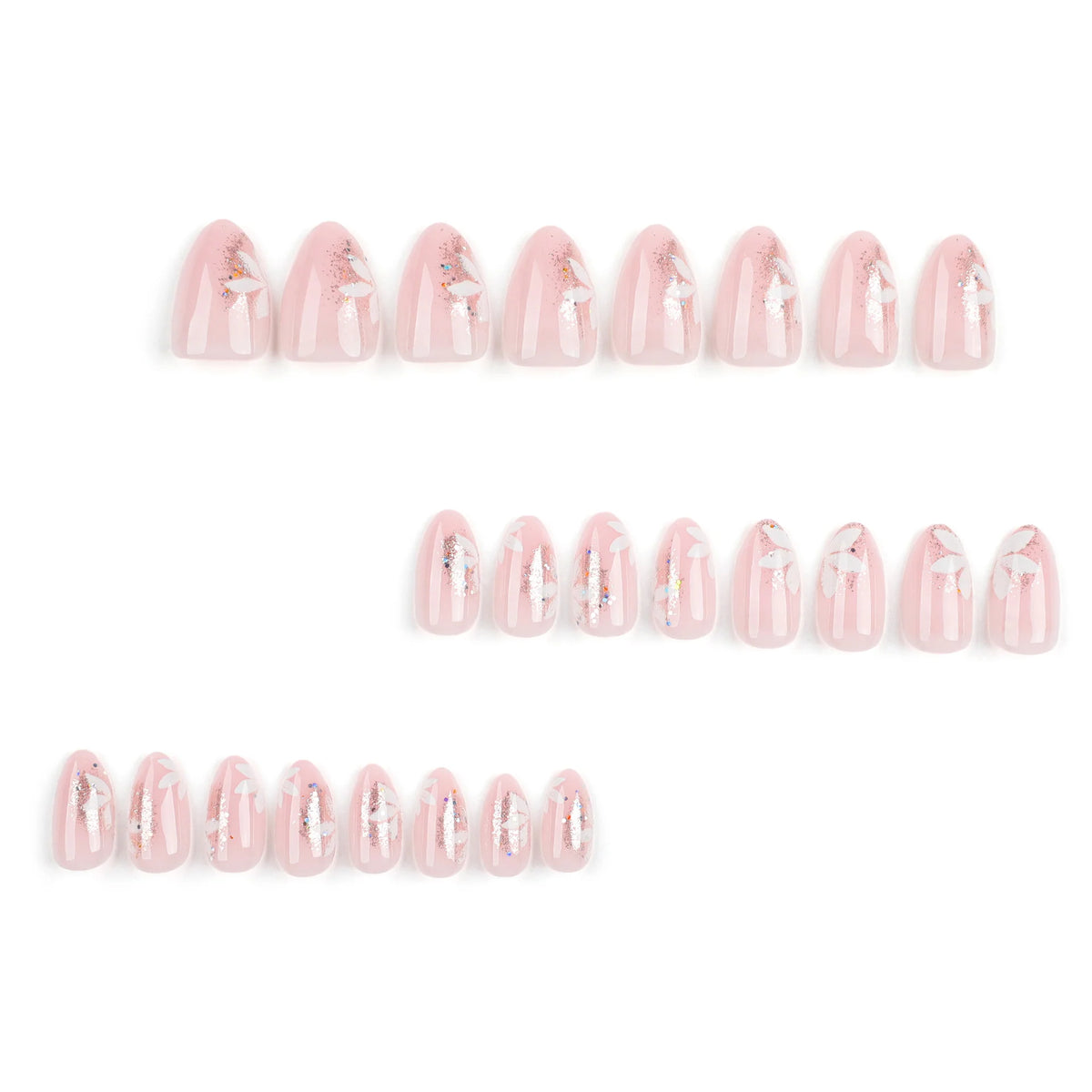 Press-On Nails Floral & Glitter Reusable Easy Application