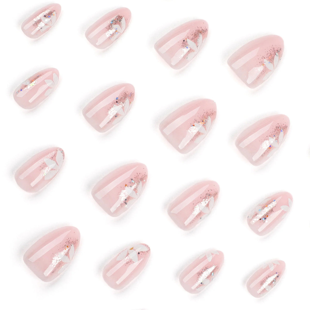 Press-On Nails Floral & Glitter Reusable Easy Application