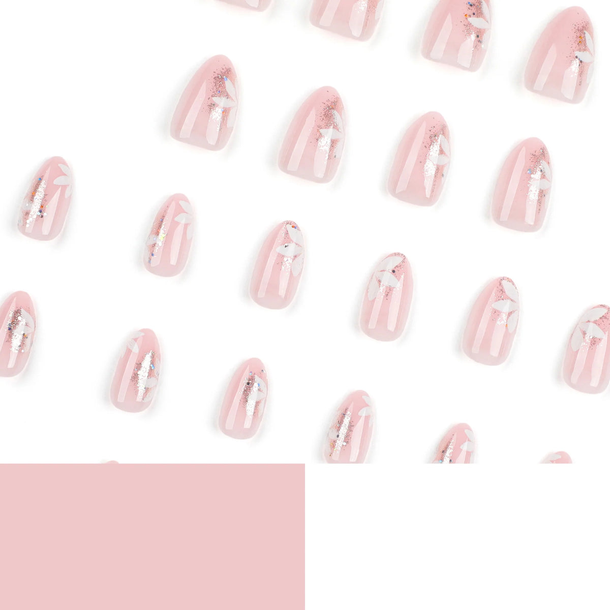 Press-On Nails Floral & Glitter Reusable Easy Application
