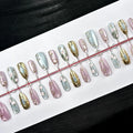 Press-On Nails Floral & Gold Accents No-Mess Adhesive
