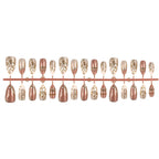 Press-On Nails Floral Gold Accents Set of 10