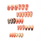 Press-On Nails Floral & Gold Embellished Easy-Apply
