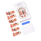Press-On Nails Floral & Gold Embellished Easy-Apply
