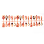 Press-On Nails Floral & Gold Embellished Easy-Apply