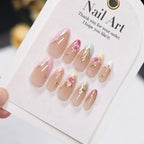 Press-On Nails Floral Gold Peel-And-Stick Long-Lasting Wear