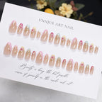Press-On Nails Floral Gold Peel-And-Stick Long-Lasting Wear