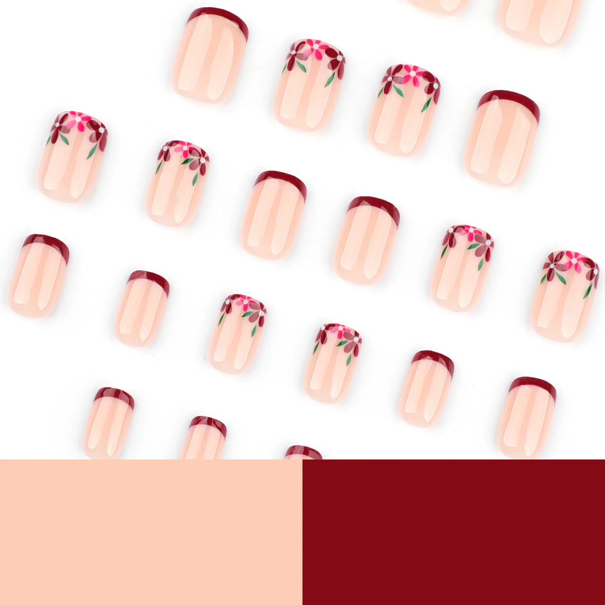 Press-On Nails Floral & Gradient Easy Application