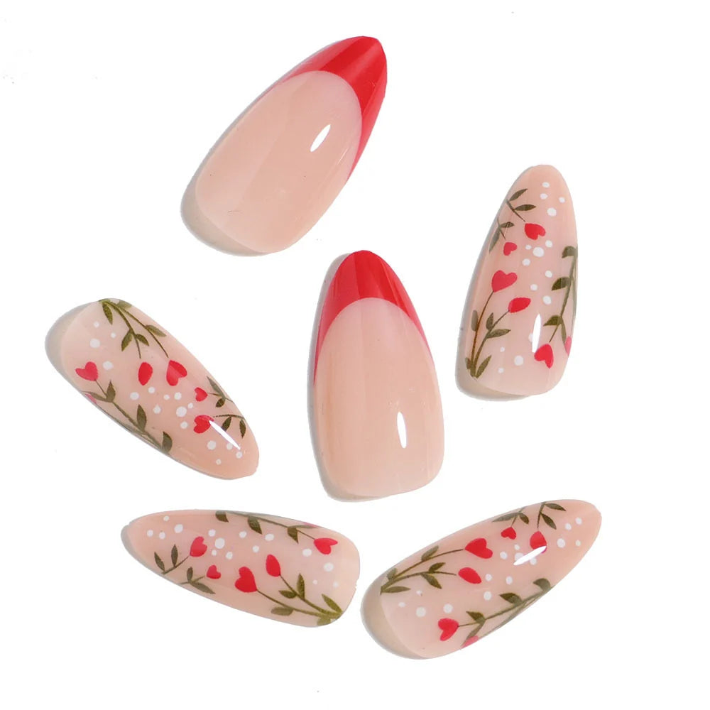 Press-On Nails Floral Grass Green Comfortable Fit