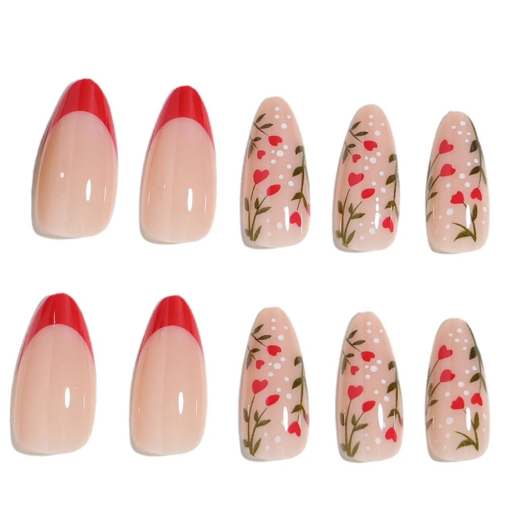 Press-On Nails Floral Grass Green Comfortable Fit