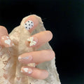 Press-On Nails Floral & Heart Design Blue Long-Lasting