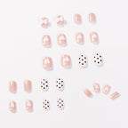 Press-On Nails Floral & Heart Design Blue Long-Lasting