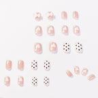 Press-On Nails Floral & Heart Design Blue Long-Lasting