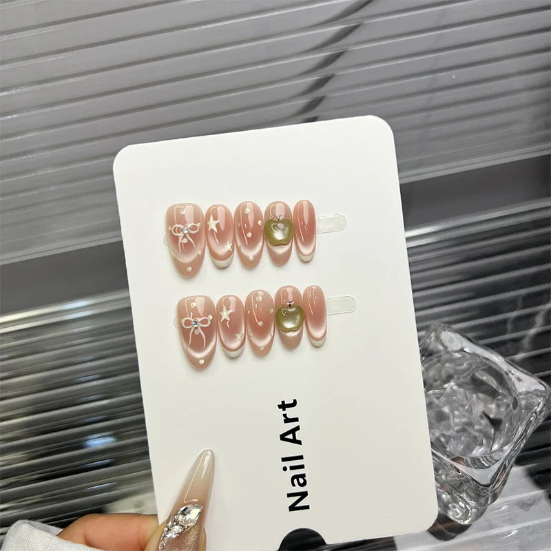 Press-On Nails Floral & Heart Design Peel & Stick