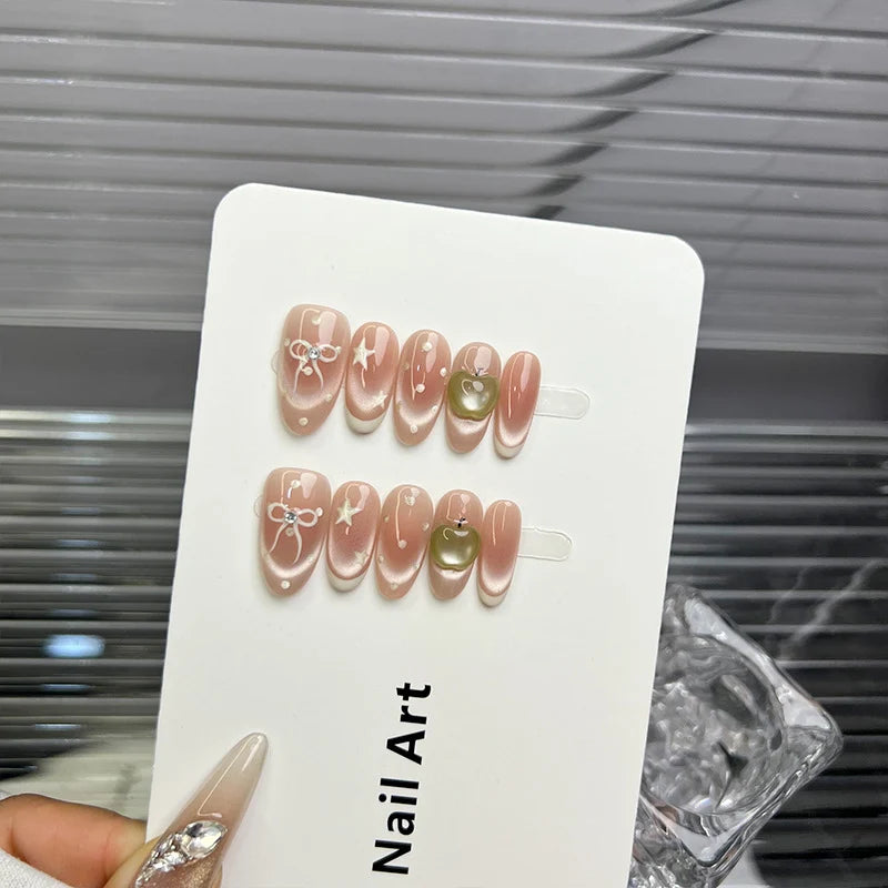 Press-On Nails Floral & Heart Design Peel & Stick
