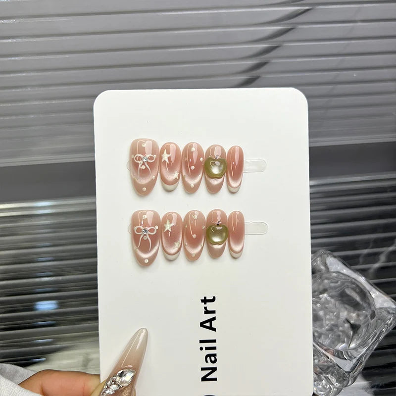 Press-On Nails Floral & Heart Design Peel & Stick