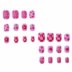Press-On Nails Floral & Heart Designs Glossy Chip-Resistant