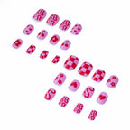 Press-On Nails Floral & Heart Designs Glossy Chip-Resistant