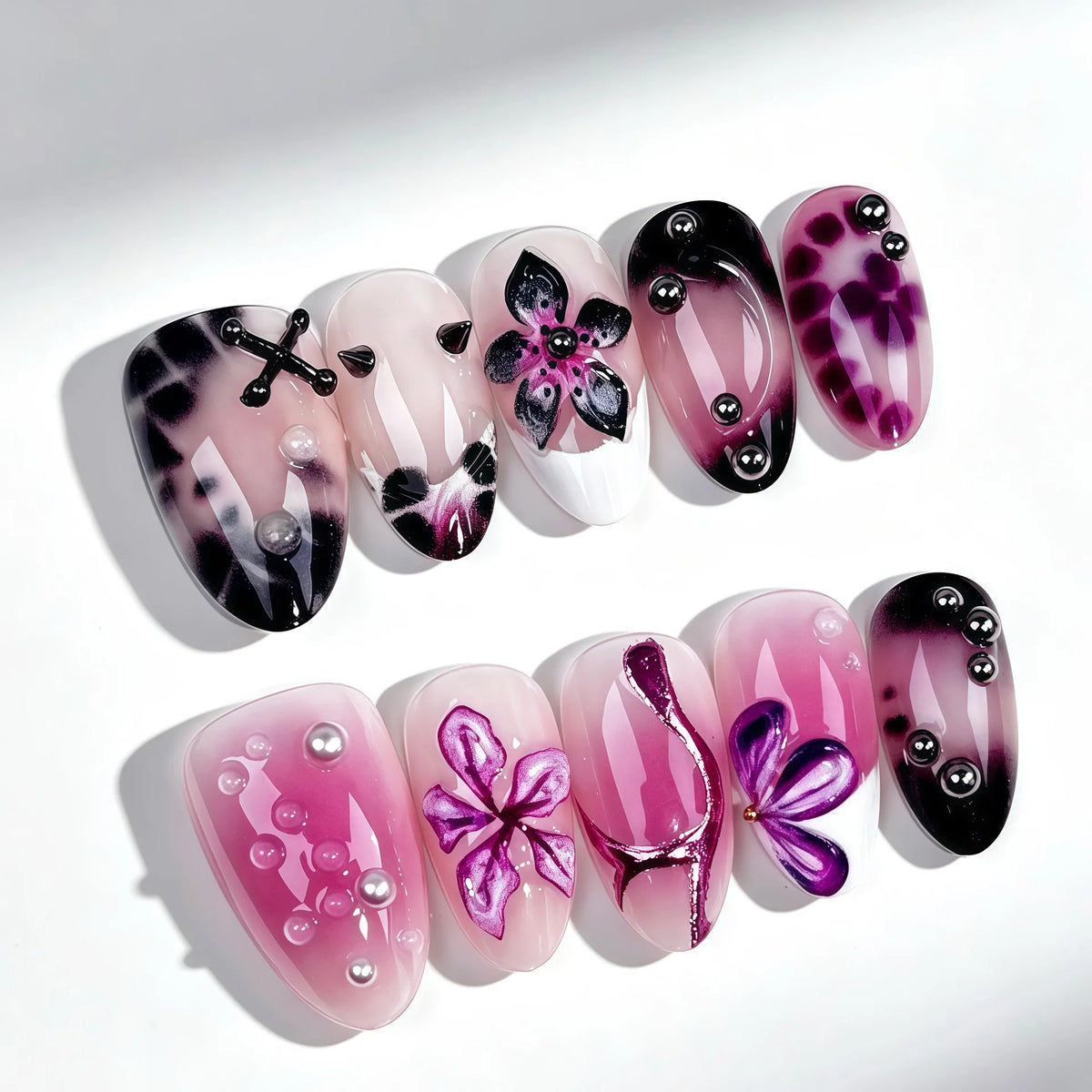 Press-On Nails Floral Hibiscus Easy Application & Long-Lasting Wear
