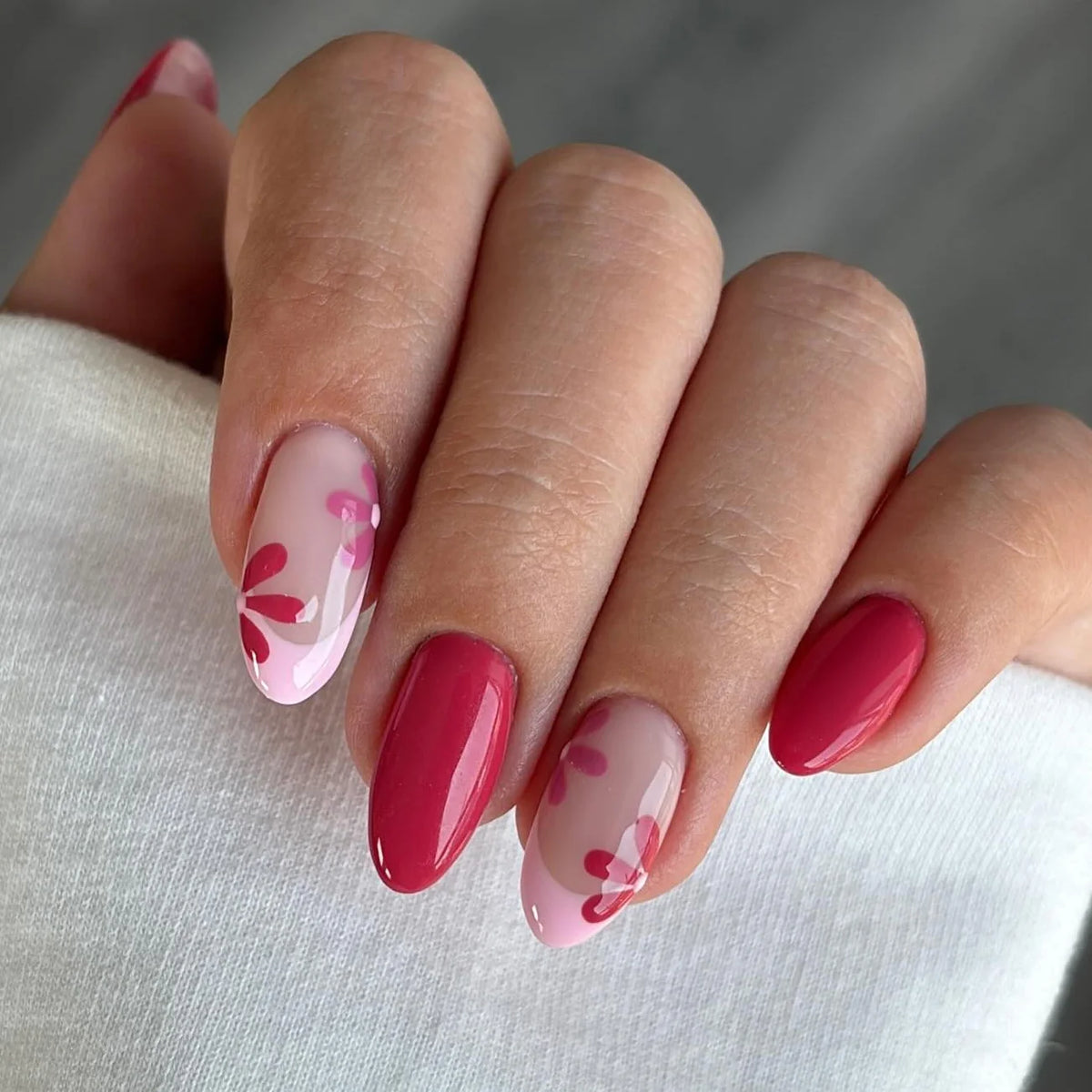Press-On Nails Floral Jelly Customizable Length