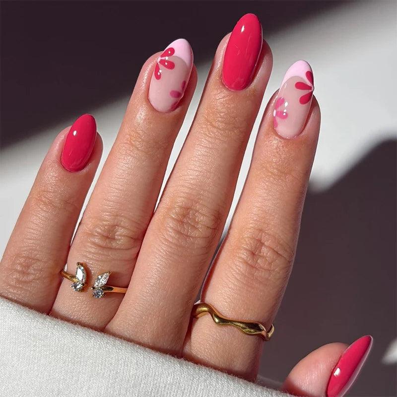 Press-On Nails Floral Jelly Customizable Length