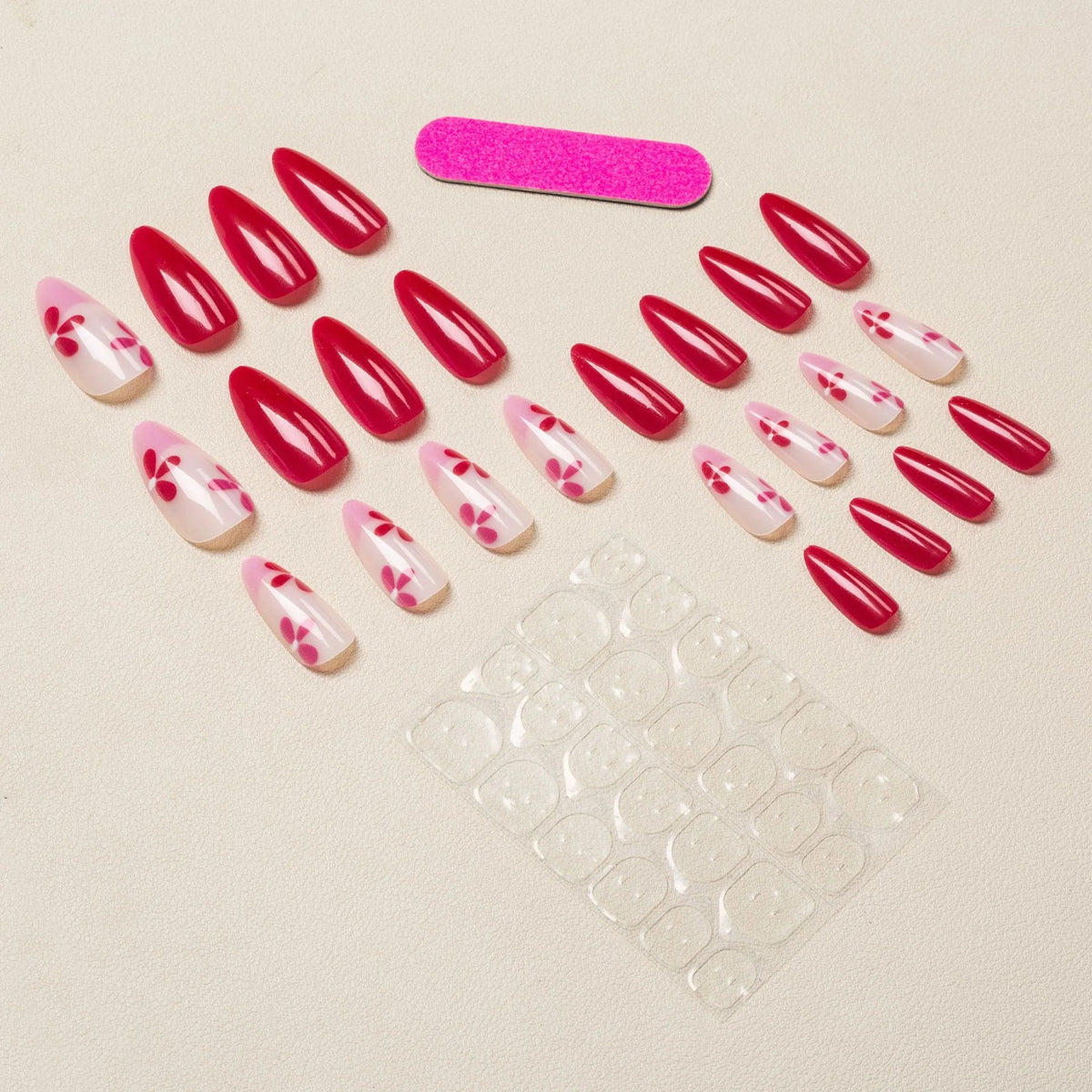 Press-On Nails Floral Jelly Customizable Length
