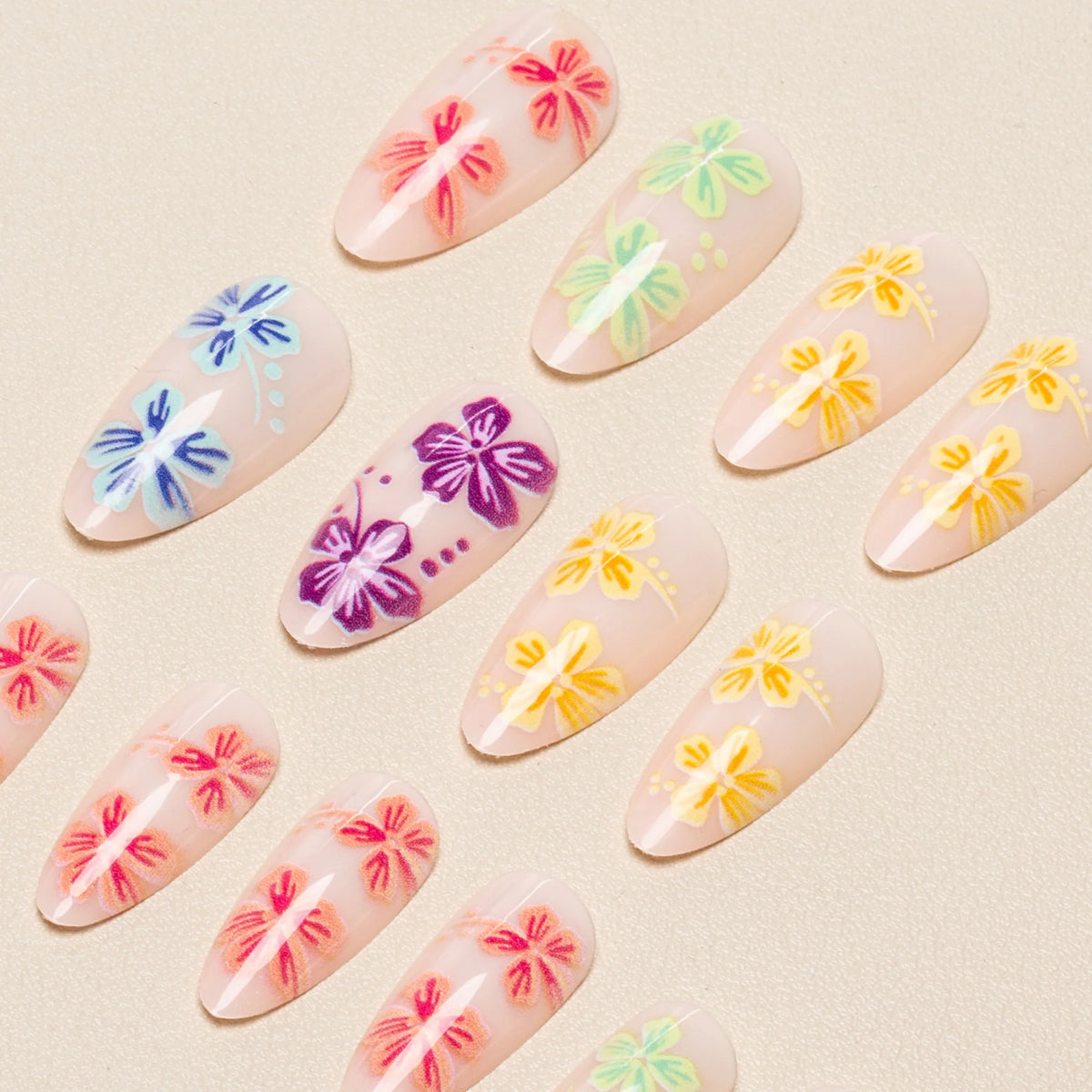 Press-On Nails Floral Jelly Long-Lasting