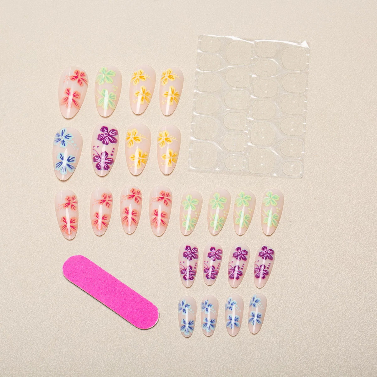 Press-On Nails Floral Jelly Long-Lasting
