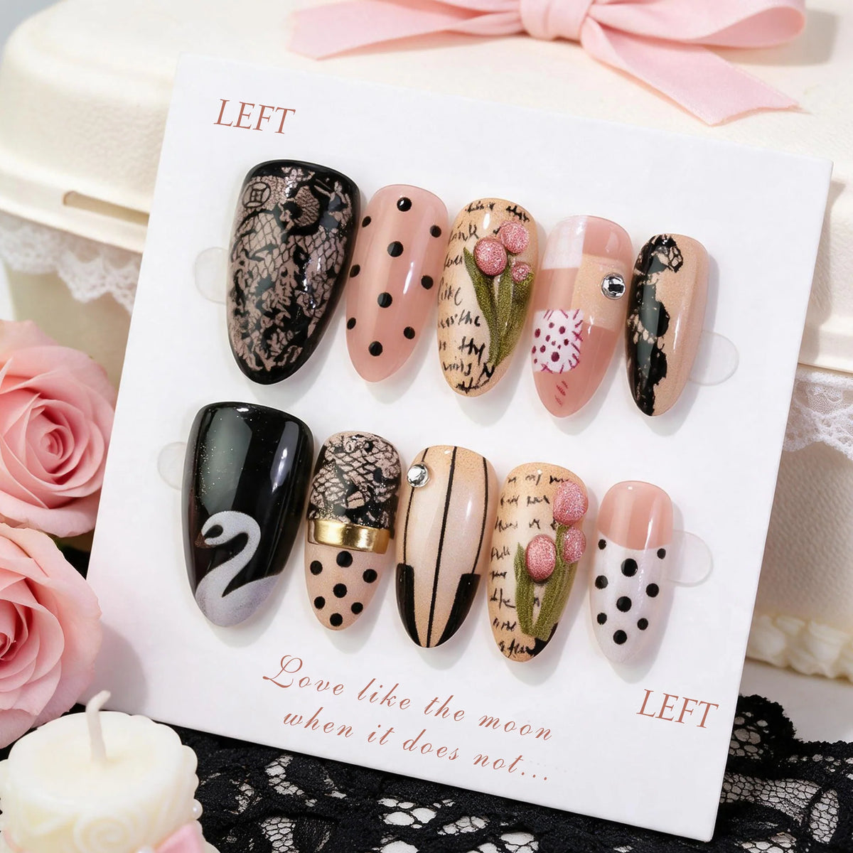 Press-On Nails Floral & Lace Comfort Fit