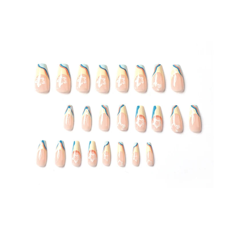 Press-On Nails Floral Layered Design & Easy Application