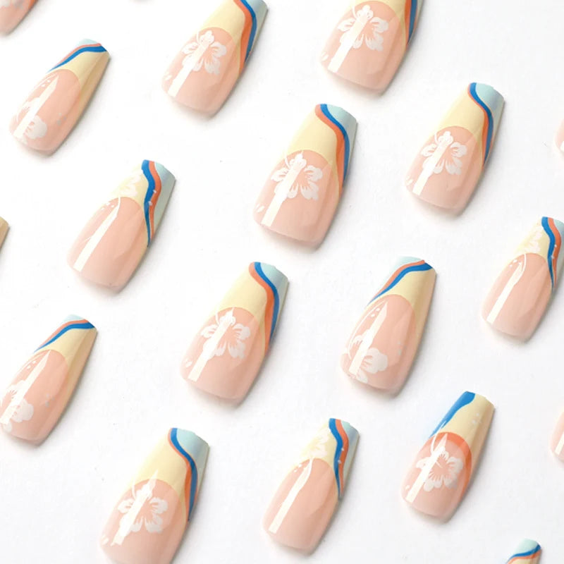 Press-On Nails Floral Layered Design & Easy Application