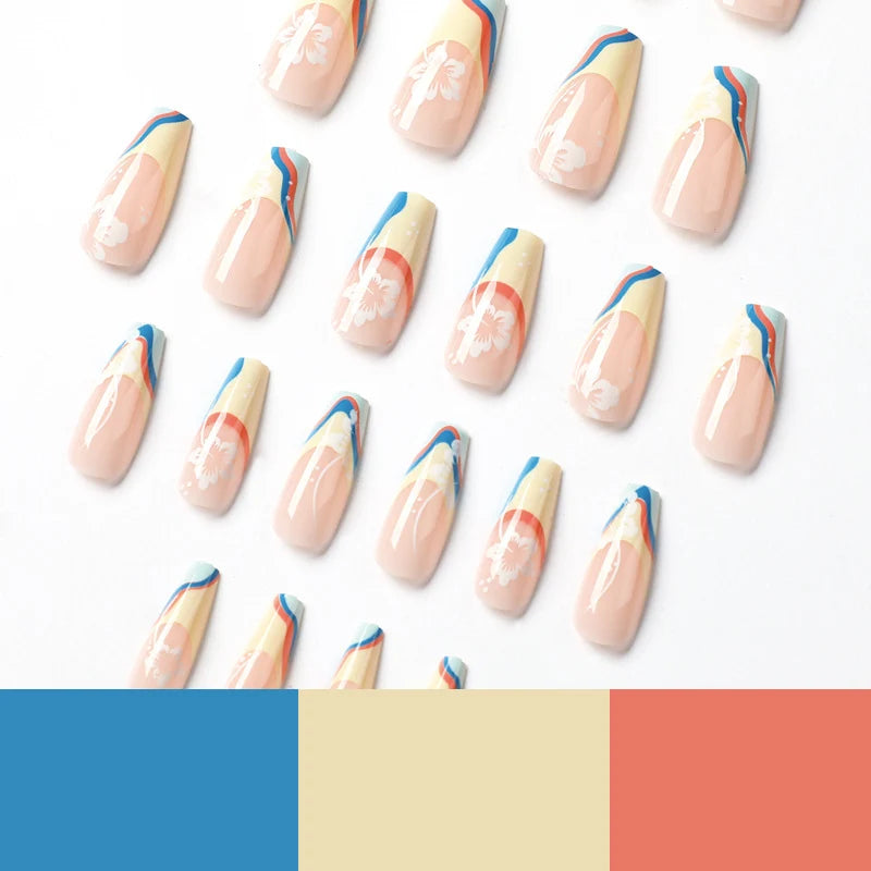 Press-On Nails Floral Layered Design & Easy Application