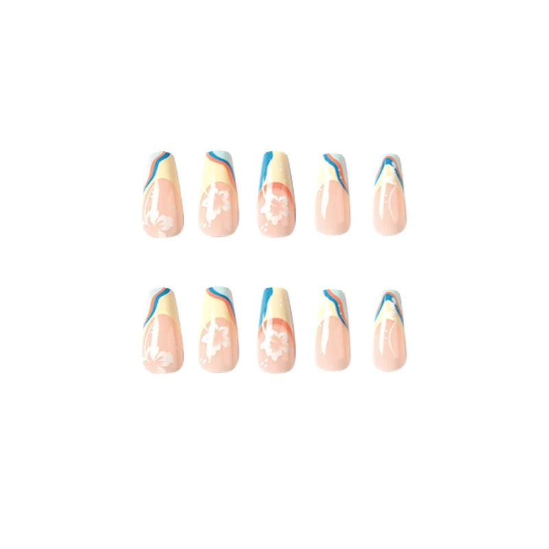 Press-On Nails Floral Layered Design & Easy Application