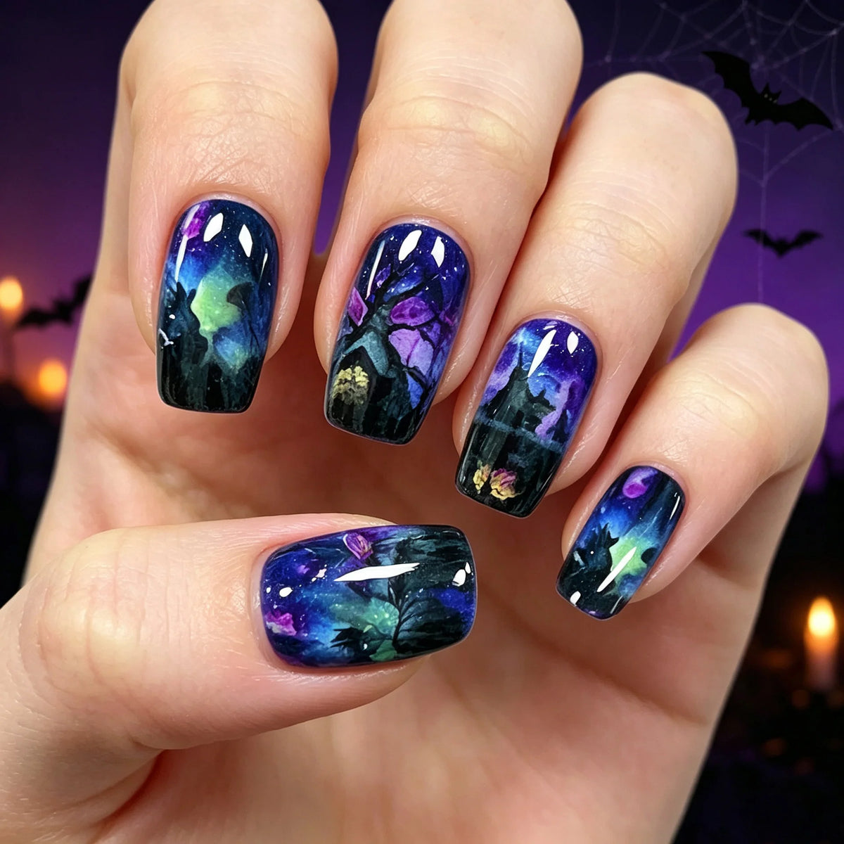 Press-On Nails Floral & Marble Non-Toxic Set of 24