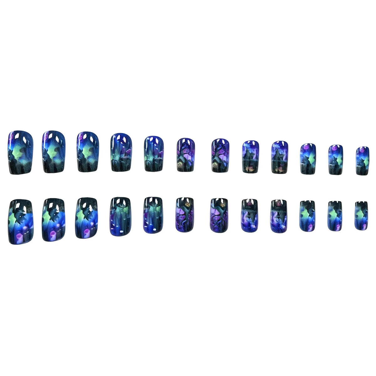 Press-On Nails Floral & Marble Non-Toxic Set of 24