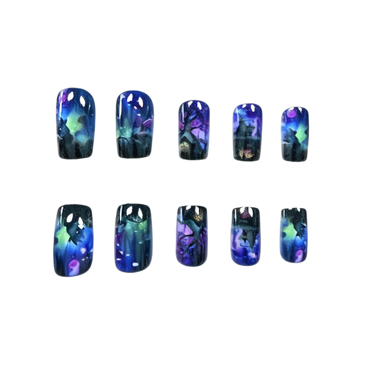 Press-On Nails Floral & Marble Non-Toxic Set of 24