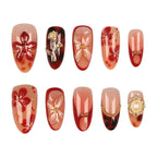 Press-On Nails Floral Nail Art No Glue Lightweight