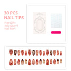 Press-On Nails Floral Nail Art No Glue Lightweight