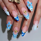 Press-On Nails Floral & Ocean Design Reusable