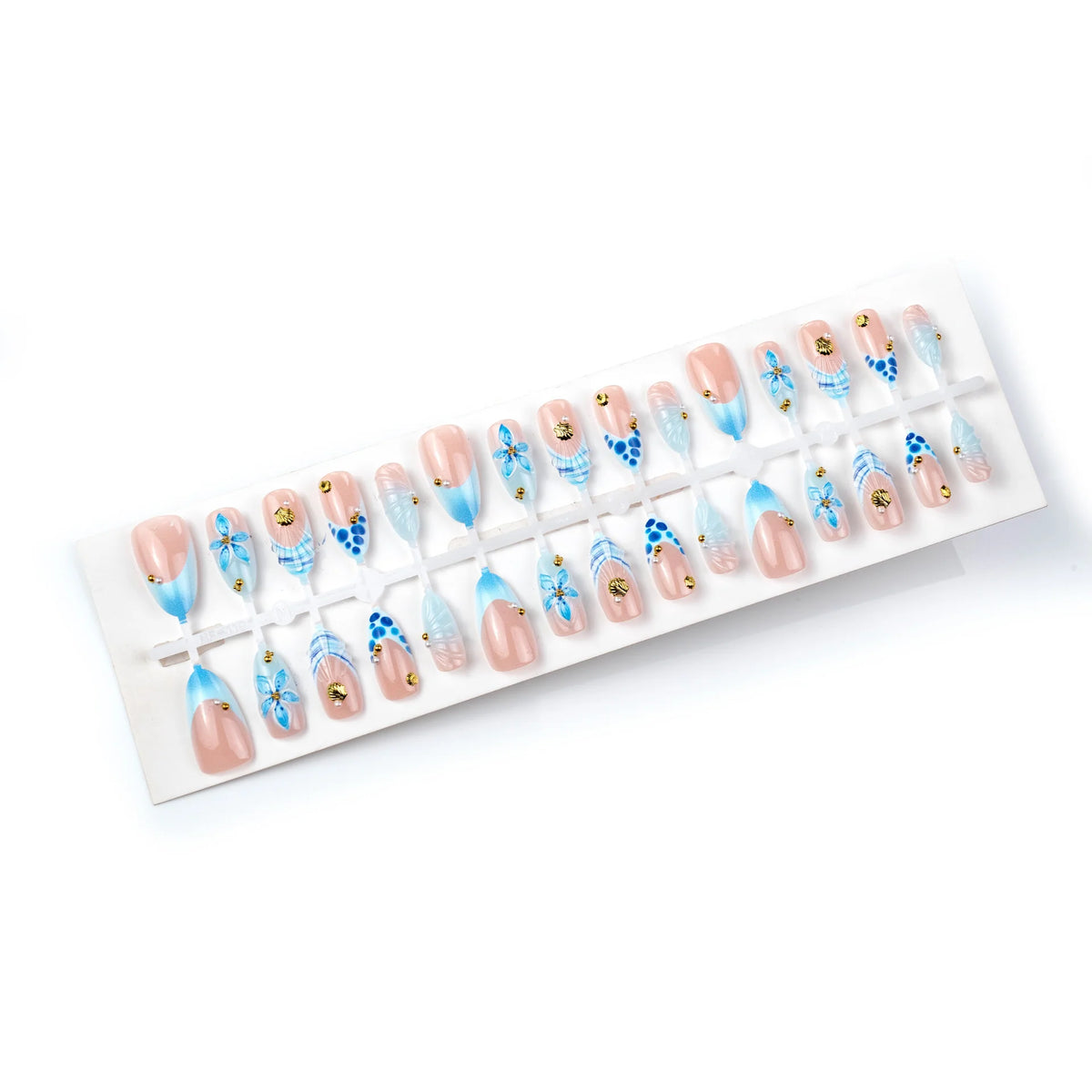 Press-On Nails Floral & Ocean Design Reusable