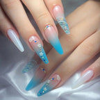 Press-On Nails Floral Ombre & Glitter Lightweight Acrylic