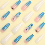 Press-On Nails Floral Ombre & Glitter Lightweight Acrylic