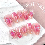 Press-On Nails Floral Ombre Reusable Easy Adhesive