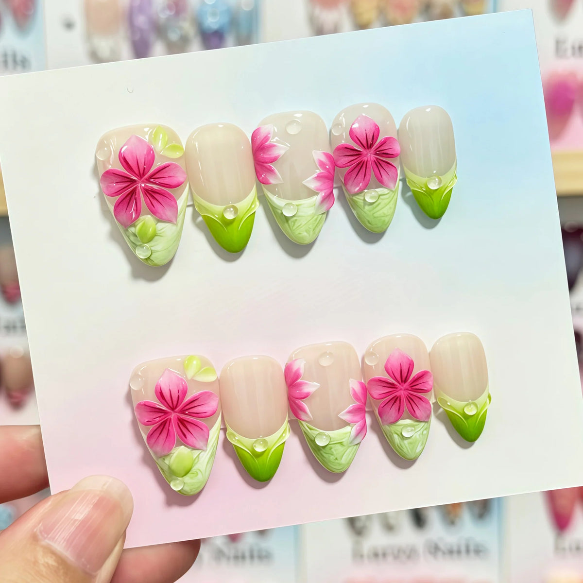 Press-On Nails Floral Pattern Easy Application & Comfortable Fit