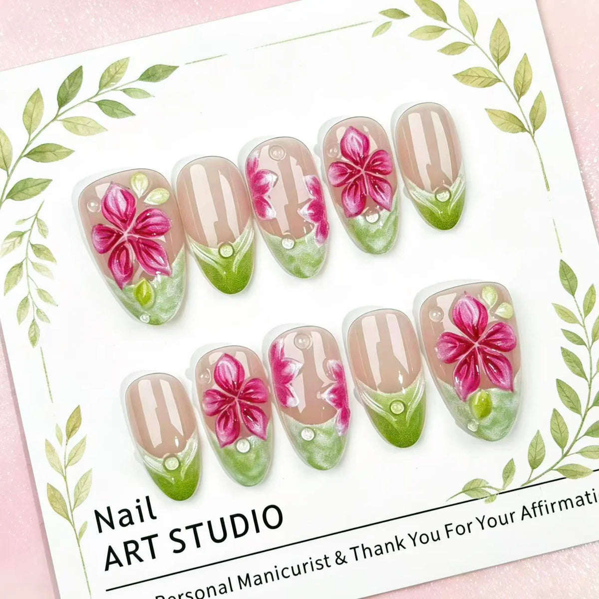 Press-On Nails Floral Pattern Easy Application & Comfortable Fit