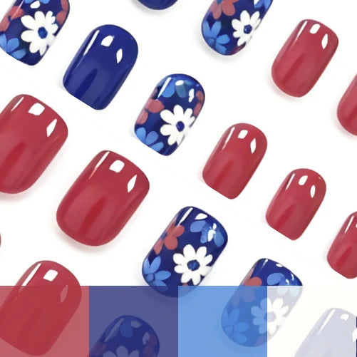 Press-On Nails Floral Pattern Easy Application Set of 24