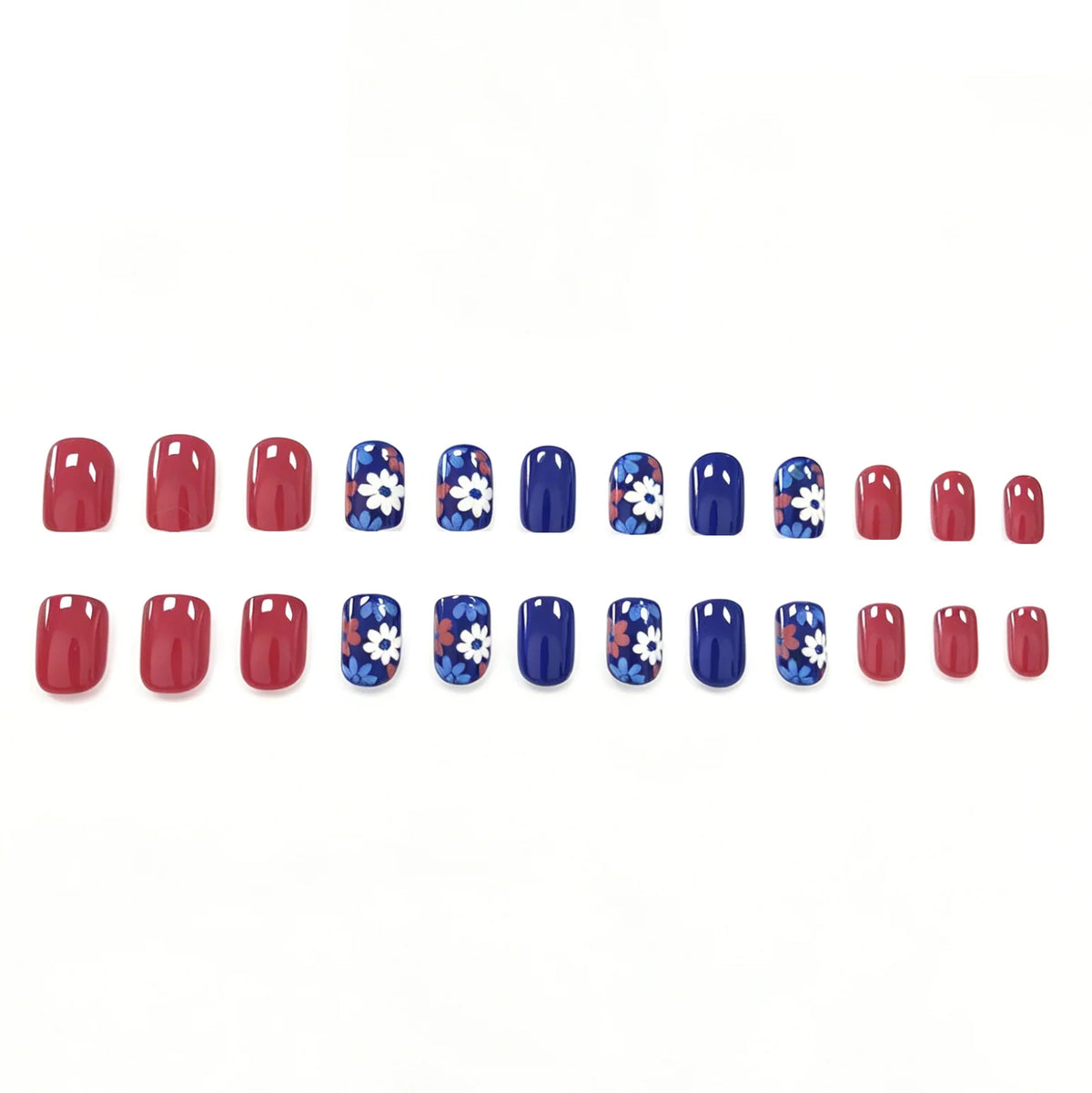 Press-On Nails Floral Pattern Easy Application Set of 24